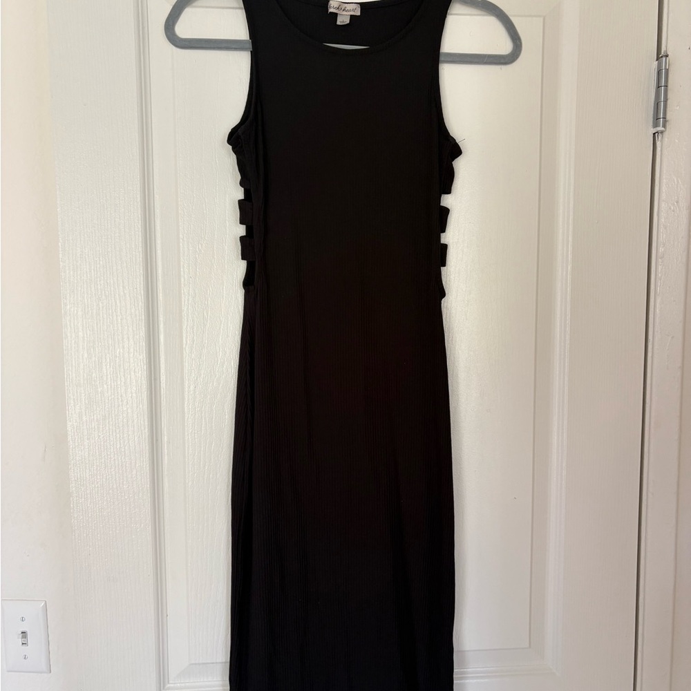Derek Heart Black Midi Dress with Side Cutouts